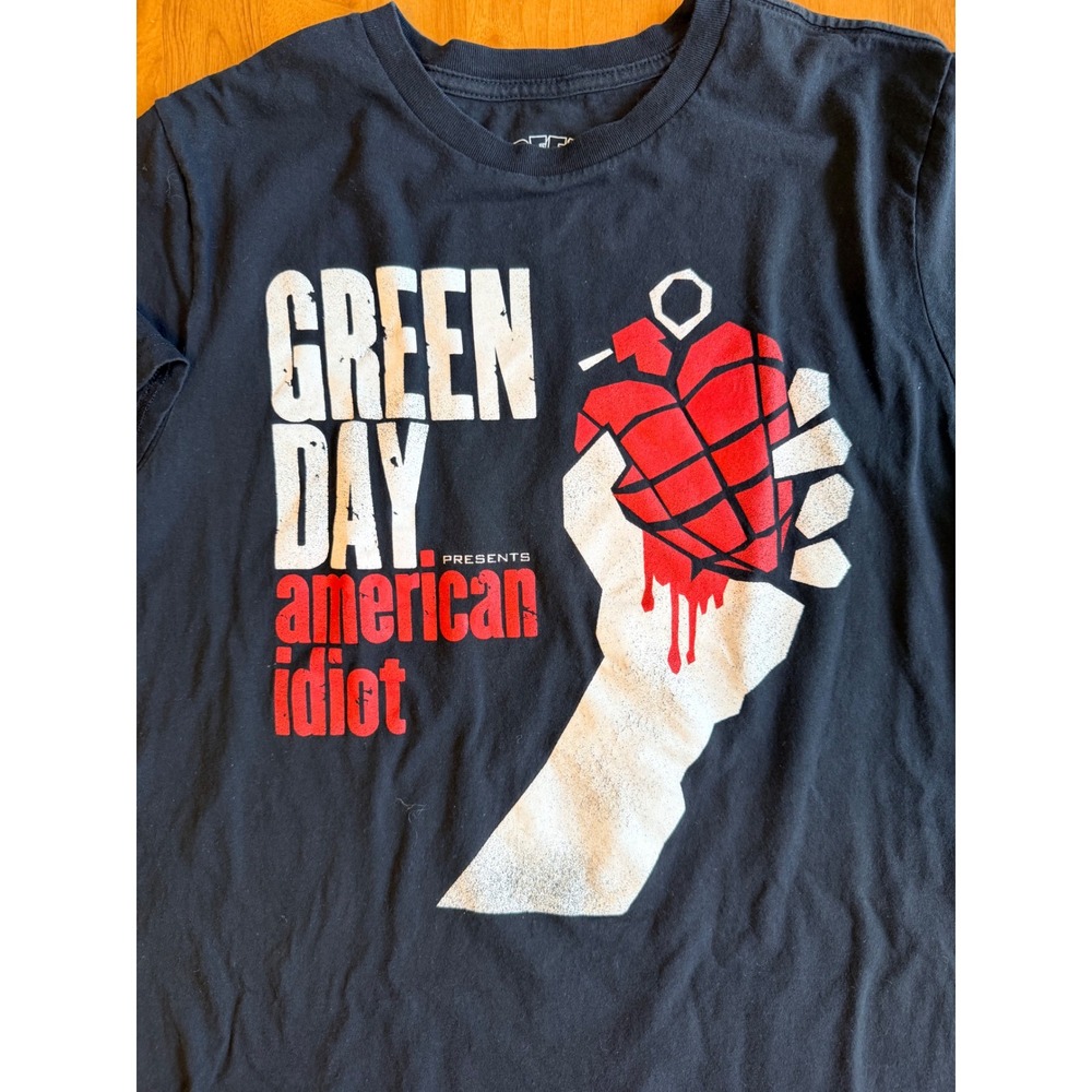 Green Day American Idiot Black Graphic T-Shirt Mens Large Heart Grenade PunkRock